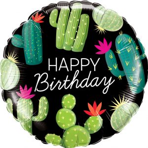 45cm Round Foil Birthday Cactuses #78662 - Each (Pkgd.)