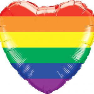 45cm Heart Foil Rainbow Stripes #78715 - Each (Pkgd.)