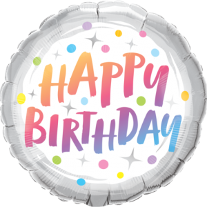 45cm Round Foil Birthday Rainbow Dots #87992 - Each (Pkgd.)