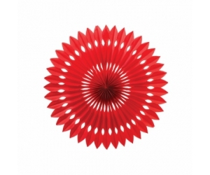 Paper Party Hanging Fan Apple Red 24cm #405217R - Each (Pkgd.) Packaged in retail, hang sell packaging. Vibrant colours that are perfectly coordinated to the Paper Party Range. PLUS they are RECYCLABLE! Super Versatile! Use for hanging decor, add to balloon garlands and walls or create full paper garlands by teaming up with our other shapes and sizes .