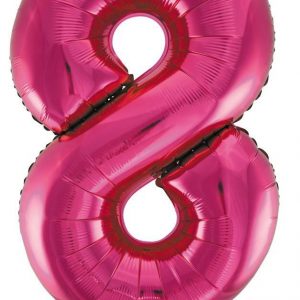 86cm Number 8 Magenta Foil Balloon #213728 - Each (Pkgd.) Self Sealing Valve - Fill with Air or Helium.