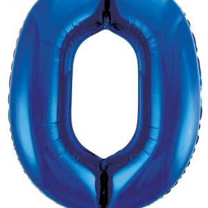 86cm Number 0 Blue Foil Balloon #213730 - Each (Pkgd.) Self Sealing Valve - Fill with Air or Helium.