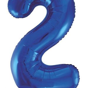 86cm Number 2 Blue Foil Balloon #213732 - Each (Pkgd.) Self Sealing Valve - Fill with Air or Helium.