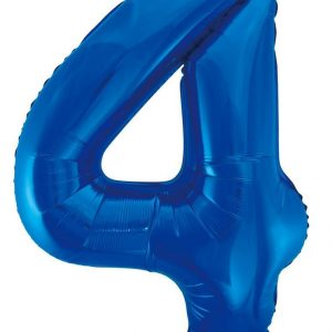 86cm Number 4 Blue Foil Balloon #213734 - Each (Pkgd.) Self Sealing Valve - Fill with Air or Helium.