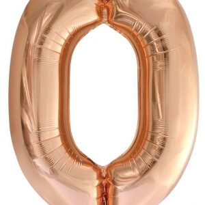 86cm Number 0 Rose Gold Foil Balloon #213740 - Each (Pkgd.) Self Sealing Valve - Fill with Air or Helium.