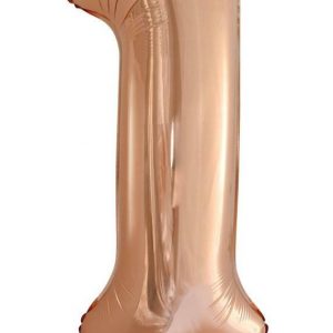 86cm Number 1 Rose Gold Foil Balloon #213741 - Each (Pkgd.) Self Sealing Valve - Fill with Air or Helium.