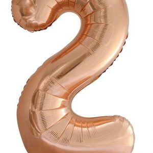 86cm Number 2 Rose Gold Foil Balloon #213742 - Each (Pkgd.) Self Sealing Valve - Fill with Air or Helium.