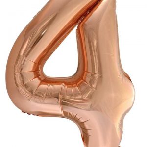 86cm Number 4 Rose Gold Foil Balloon #213744 - Each (Pkgd.) Self Sealing Valve - Fill with Air or Helium.