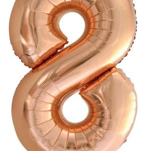 86cm Number 8 Rose Gold Foil Balloon #213748 - Each (Pkgd.) Self Sealing Valve - Fill with Air or Helium.
