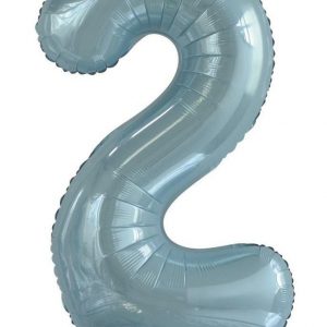 86cm Number 2 Light Blue Foil Balloon #213752 - Each (Pkgd.) Self Sealing Valve - Fill with Air or Helium.