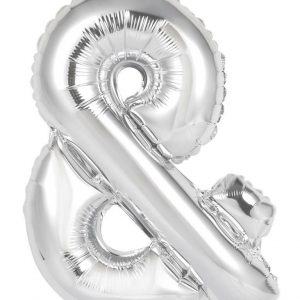 86cm Symbol Ampersand & Silver Foil Balloon #213926 - Each (Pkgd.) Self Sealing Valve - Fill with Air or Helium.
