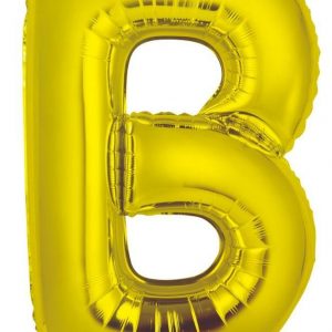 86cm Letter B Gold Foil Balloon #213941 - Each (Pkgd.) Self Sealing Valve - Fill with Air or Helium.