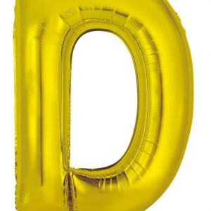 86cm Letter D Gold Foil Balloon #213943 - Each (Pkgd.) Self Sealing Valve - Fill with Air or Helium.