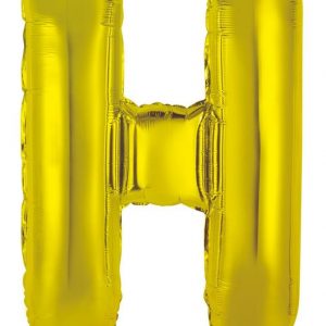 86cm Letter H Gold Foil Balloon #213947 - Each (Pkgd.) Self Sealing Valve - Fill with Air or Helium.