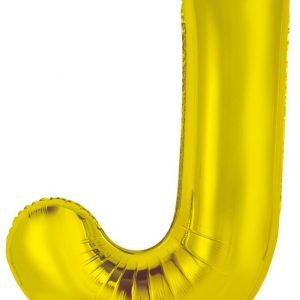 86cm Letter J Gold Foil Balloon #213949 - Each (Pkgd.) Self Sealing Valve - Fill with Air or Helium.