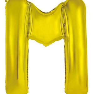 86cm Letter M Gold Foil Balloon #213952 - Each (Pkgd.) Self Sealing Valve - Fill with Air or Helium.