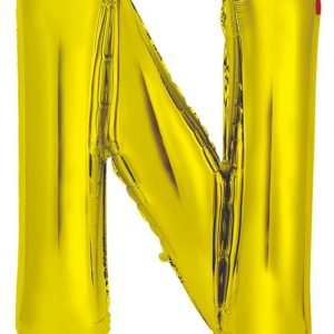 86cm Letter N Gold Foil Balloon #213953 - Each (Pkgd.) Self Sealing Valve - Fill with Air or Helium.
