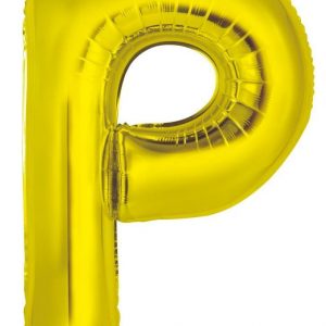 86cm Letter P Gold Foil Balloon #213955 - Each (Pkgd.) Self Sealing Valve - Fill with Air or Helium.