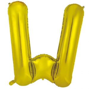 86cm Letter W Gold Foil Balloon #213962 - Each (Pkgd.) Self Sealing Valve - Fill with Air or Helium.