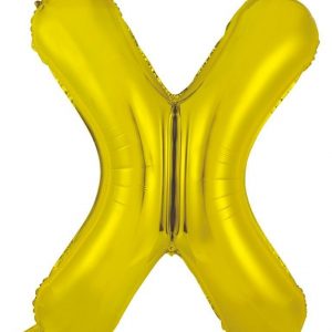 86cm Letter X Gold Foil Balloon #213963 - Each (Pkgd.) Self Sealing Valve - Fill with Air or Helium.