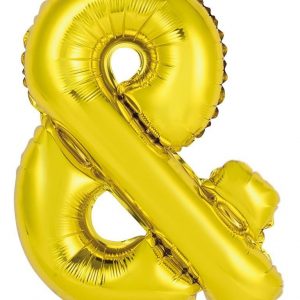 86cm Symbol Ampersand & Gold Foil Balloon #213966 - Each (Pkgd.) Self Sealing Valve - Fill with Air or Helium.