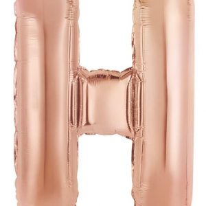 86cm Letter H Rose Gold Foil Balloon #213977 - Each (Pkgd.) Self Sealing Valve - Fill with Air or Helium.