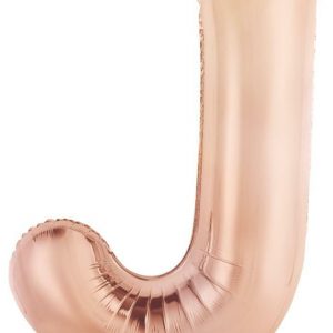 86cm Letter J Rose Gold Foil Balloon #213979 - Each (Pkgd.) Self Sealing Valve - Fill with Air or Helium.