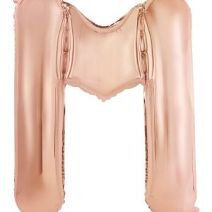 86cm Letter M Rose Gold Foil Balloon #213982 - Each (Pkgd.) Self Sealing Valve - Fill with Air or Helium.