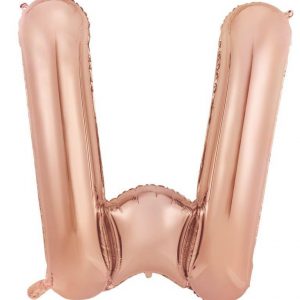 86cm Letter W Rose Gold Foil Balloon #213992 - Each (Pkgd.) Self Sealing Valve - Fill with Air or Helium.
