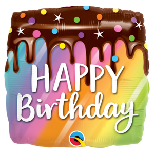 45cm Birthday Rainbow Drip Cake Square Foil Balloon #10485 - Each (Pkgd.)