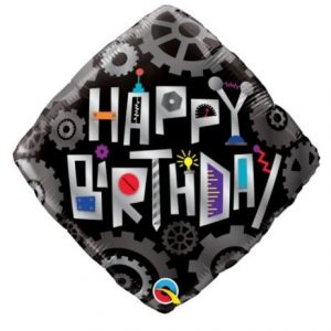 45cm Diamond Foil Birthday Robot Cogwheels #16443 - Each (Pkgd.)