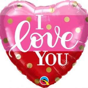 45cm Heart Foil I Love You Gold Dots #16727 - Each (Pkgd.)