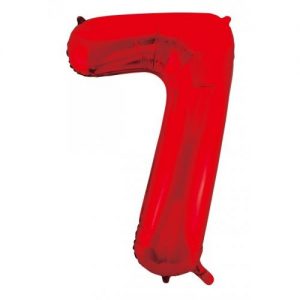 86cm Number 7 Red Foil Balloon #213827 - Each (Pkgd.) Self Sealing Valve - Fill with Air or Helium.