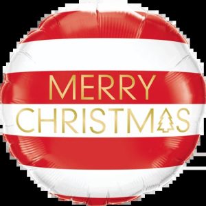 45cm Round Foil Christmas Red & White Stripes #15037 - Each (Pkgd.)