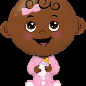 95cm Shape Foil Baby Girl-Dark Skin Tone SW #18943 - Each (pkgd.)