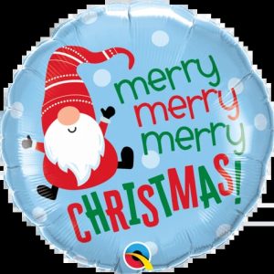 45cm Round Foil Merry Christmas Gnome #19772 - Each (Pkgd.)