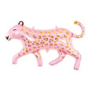 114cm Shape Foil Balloon Glossy Pink Leopard with Gold Spots - Each