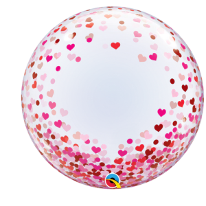 60cm Deco Bubble Red & Pink Confetti Hearts #16579 - Each (Pkgd.)