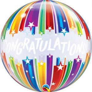 56cm Single Bubble Congratulations Shooting Stars Balloons #17422 - Each