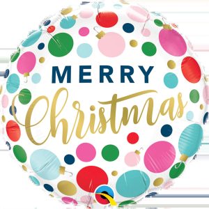 45cm Round Christmas Dots & Ornaments Foil Balloon #23318 - Each (Pkgd.)