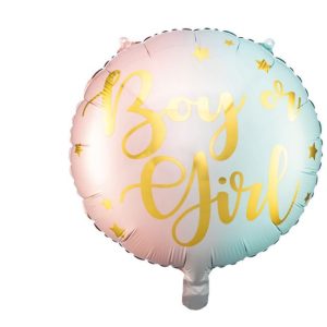 35cm Foil Balloon Glossy Round Boy or Girl Pink/Blue Ombre #252683 - Each (Pkgd.)