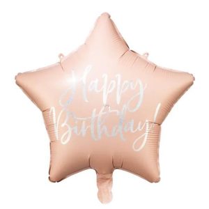 40cm Foil Balloon Glossy Star Cursive Happy Birthday Pastel Pink #252693081 - Each (Pkgd.)
