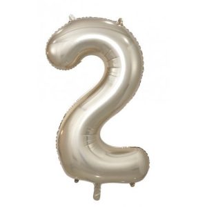86cm Number 2 Champagne Foil Balloon #30213692 - Each (Pkgd.) Self Sealing Valve - Fill with Air or Helium.