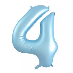 86cm Number 4 Matte Light Blue Foil Balloon #30213864 - Each (Pkgd.) Self Sealing Valve - Fill with Air or Helium.