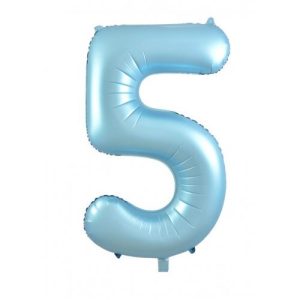 86cm Number 5 Matte Light Blue Foil Balloon #30213865 - Each (Pkgd.) Self Sealing Valve - Fill with Air or Helium.
