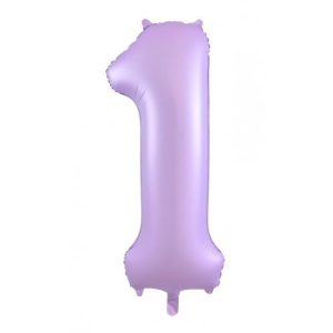 86cm Number 1 Matte Lilac Foil Balloon #30213891 - Each (Pkgd.) Self Sealing Valve - Fill with Air or Helium.