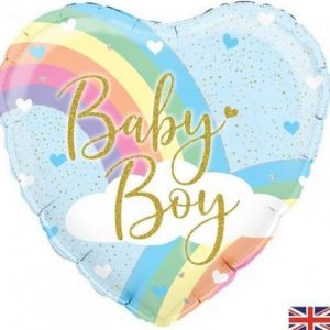 45cm Heart Foil Pastel Rainbow Boy Holographic #30OT228137 - Each (Pkgd.) Holographic Foil Balloon, Self-Sealing Valve