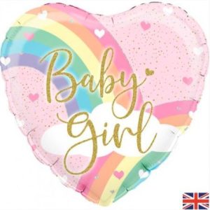 45cm Heart Foil Pastel Rainbow Girl Holographic #30OT228120 - Each (Pkgd.) Holographic Foil Balloon, Self-Sealing Valve