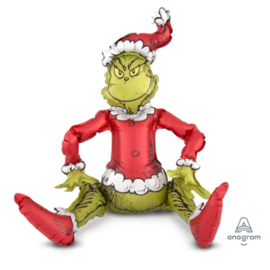 60cm Licensed Multi-Balloon Sitting Santa Grinch #4038436 - Each (Pkgd.) 48cm x 60cm Self Sealing Foil Balloon Air Fill Only with Straw Provided