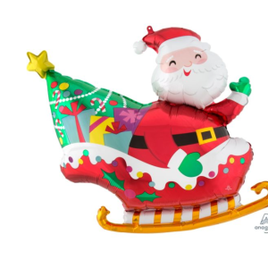 76cm SuperShape Santa's Sleigh #4042041 - Each (Pkgd.) 76cm x 71cm Self Sealing Foil Balloon